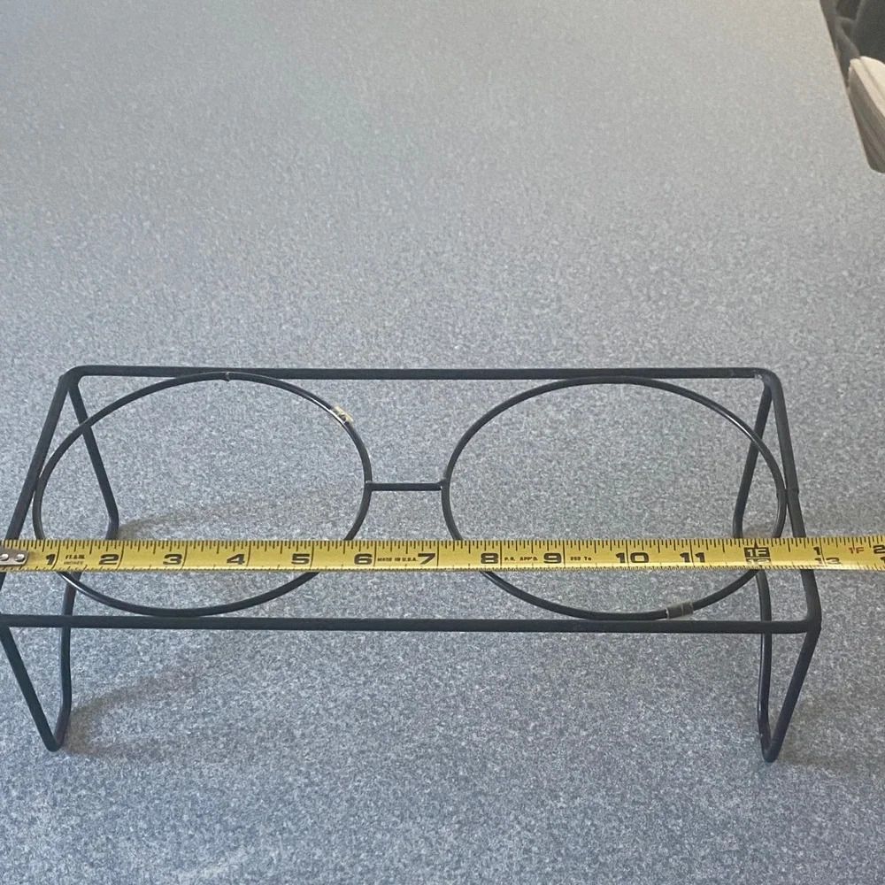 Black Metal Double Bowl Stand